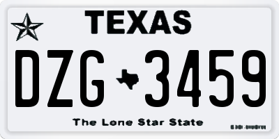 TX license plate DZG3459
