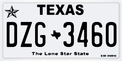 TX license plate DZG3460