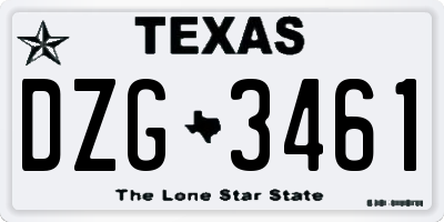 TX license plate DZG3461