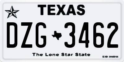 TX license plate DZG3462