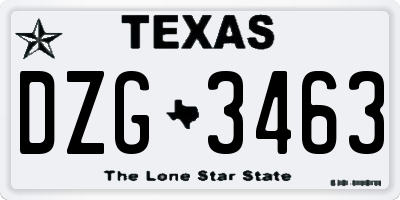 TX license plate DZG3463