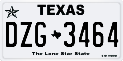 TX license plate DZG3464