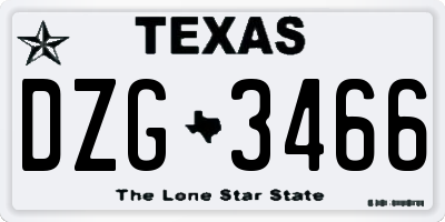 TX license plate DZG3466