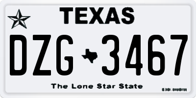 TX license plate DZG3467
