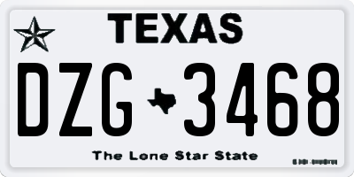 TX license plate DZG3468
