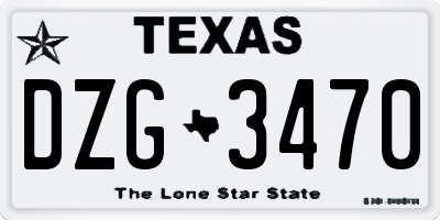TX license plate DZG3470