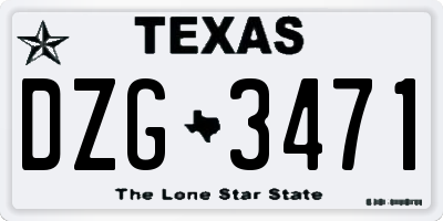 TX license plate DZG3471