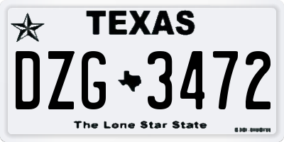TX license plate DZG3472