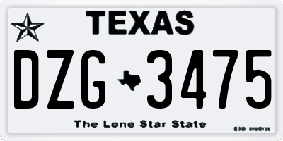 TX license plate DZG3475