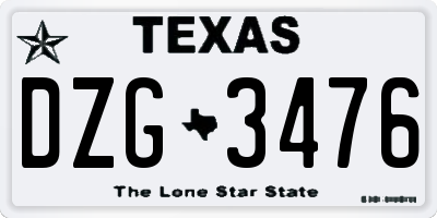 TX license plate DZG3476