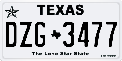 TX license plate DZG3477