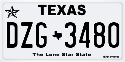TX license plate DZG3480