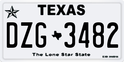 TX license plate DZG3482