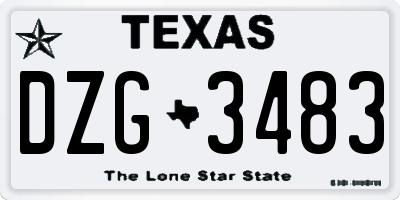 TX license plate DZG3483
