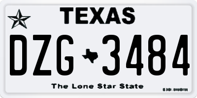 TX license plate DZG3484