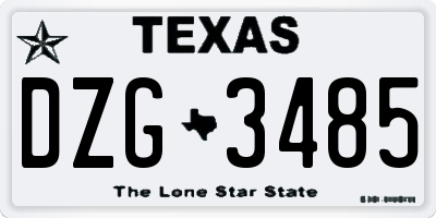 TX license plate DZG3485