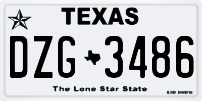 TX license plate DZG3486