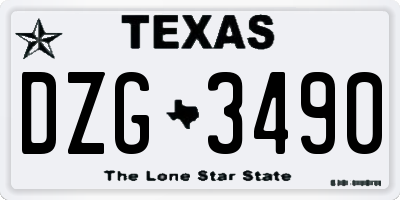 TX license plate DZG3490