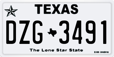 TX license plate DZG3491
