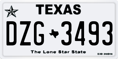 TX license plate DZG3493