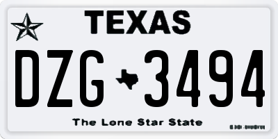 TX license plate DZG3494