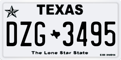 TX license plate DZG3495
