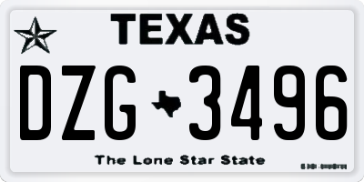 TX license plate DZG3496