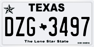TX license plate DZG3497