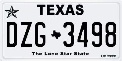 TX license plate DZG3498