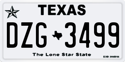 TX license plate DZG3499