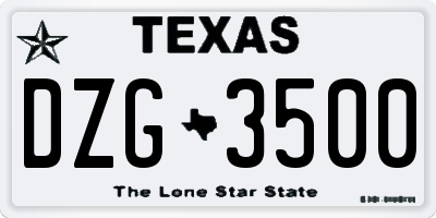 TX license plate DZG3500