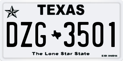 TX license plate DZG3501