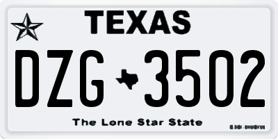 TX license plate DZG3502