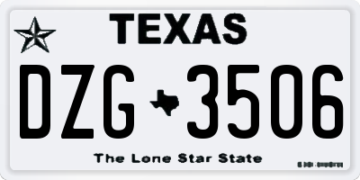TX license plate DZG3506