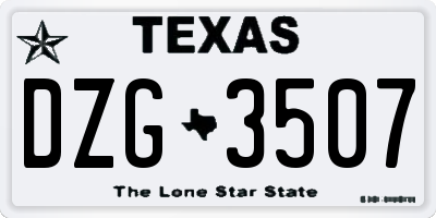 TX license plate DZG3507