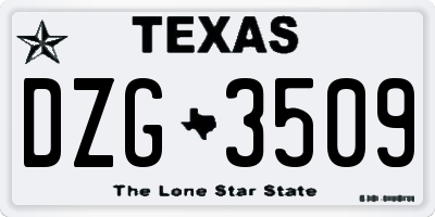 TX license plate DZG3509