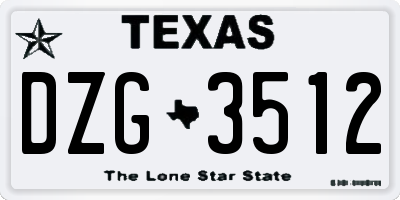 TX license plate DZG3512