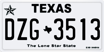 TX license plate DZG3513