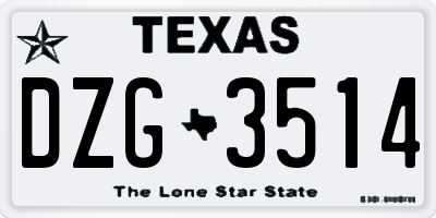 TX license plate DZG3514