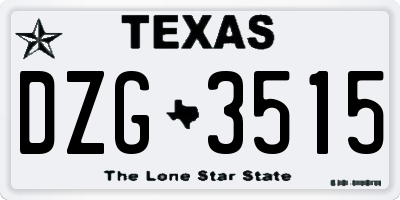 TX license plate DZG3515