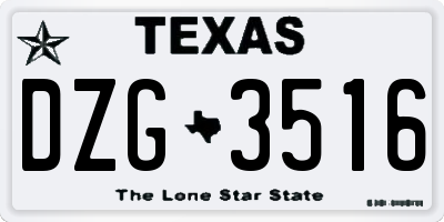 TX license plate DZG3516