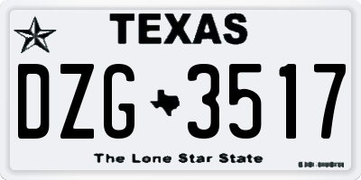 TX license plate DZG3517