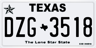 TX license plate DZG3518