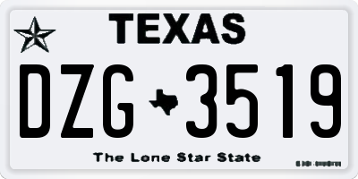 TX license plate DZG3519