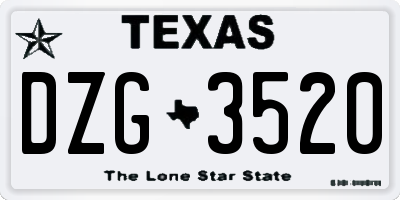 TX license plate DZG3520