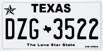 TX license plate DZG3522
