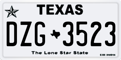 TX license plate DZG3523