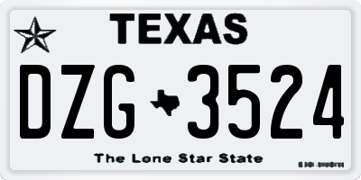 TX license plate DZG3524