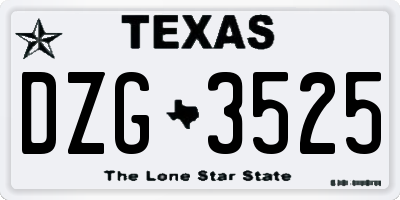 TX license plate DZG3525