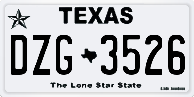 TX license plate DZG3526